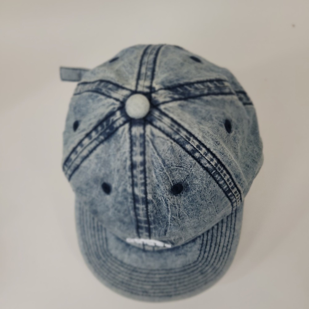 Adidas  Lot of 2 Trefoil Caps Unisex– White Strapback + Acid-Wash Denim Hat - Picture 12 of 14
